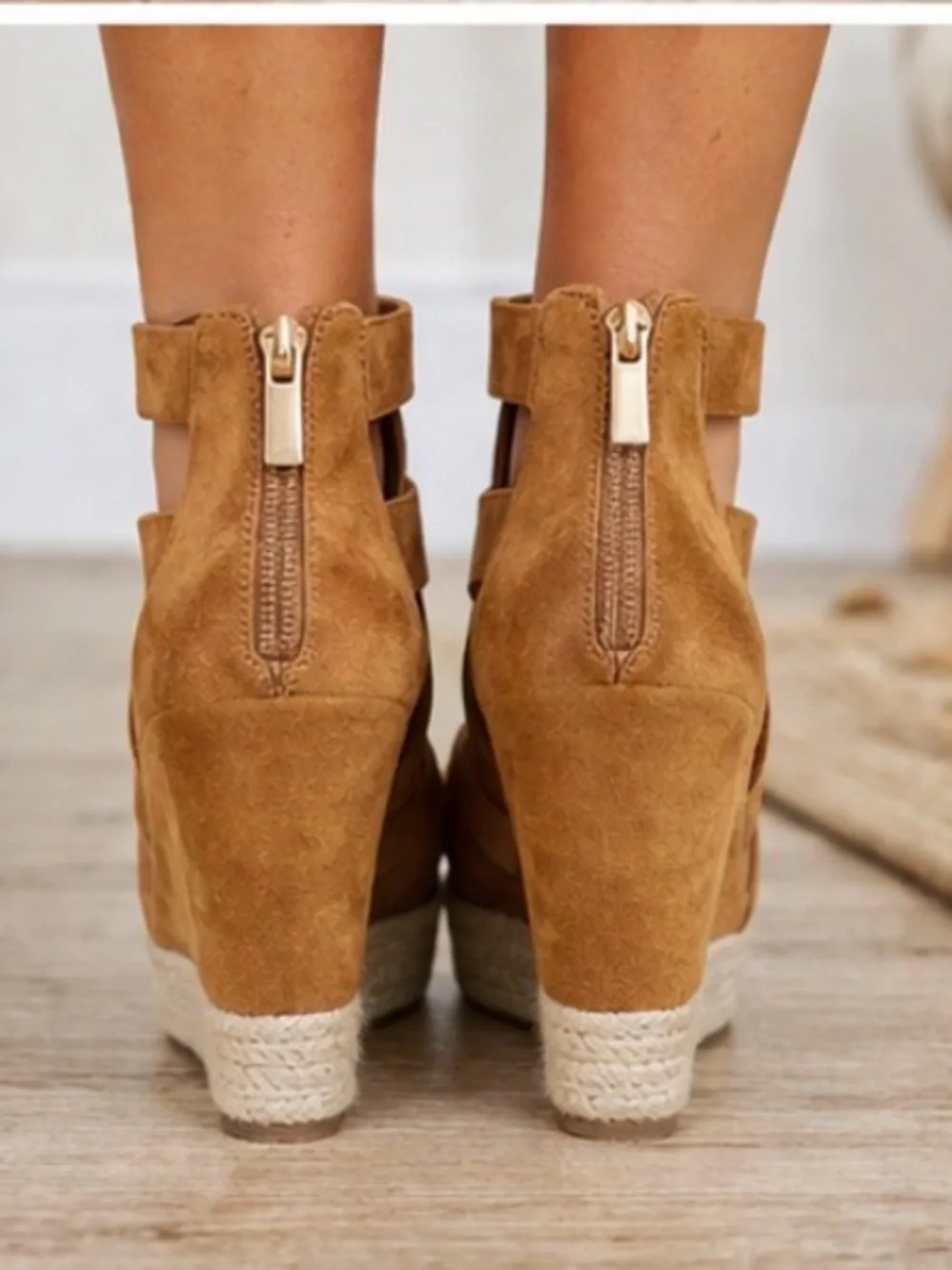 BCBG Jaida Dream Espadrille Wedge Suede with Ankle Straps
